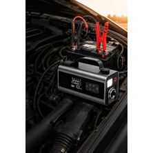 Akü Takviye Hava Kompresör Araç Süpürgesi Vakum 12000MAH Powerbank Çok Fonksiyonlu Jump Starter 2000A