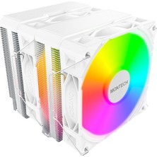 NX600 Argb 6 Isı Borulu ve Premium Üst Kapaklı Çift Kule Cpu Hava Soğutucu | 28MM E28 Argb Premium Fan | Lehimli Bakır Taban | Üstün Isı Dağılımı | Tüm Intel ve Amd Soket Desteği |beyaz