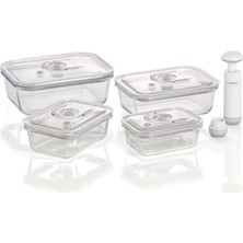 1197 Vacuboxx E-Set Vakum Kabı, 4 Adet, Vakumlu El Pompası ve Adaptör Dahil, Bpa Içermez