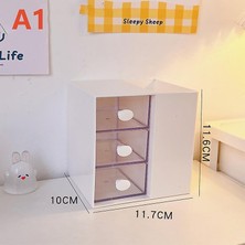 Masaüstü Kalemlik Organizer 7 Bölmeli Kawaii Kapaklı Mini Çekmeceli Kalemlik - Beyaz