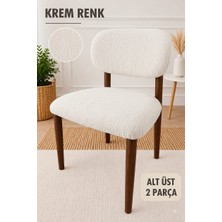 Arife Home Elma Sandalye Kılıfı Yıkanabilir Esnek Lastikli Mutfak Salon Restoran Lokanta Sandalye Örtüsü Alt Üst 2parça Takım