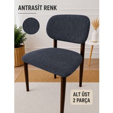 Arife Home Elma Sandalye Kılıfı Yıkanabilir Esnek Lastikli Mutfak Salon Restoran Lokanta Sandalye Örtüsü Alt Üst 2parça Takım