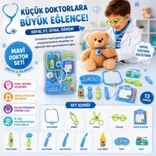 Oyuncak Doktor Seti Eğitici Sağlık Oyuncakları Mavi | Stetoskop Dahil, Ateş Ölçer Dahil, Hayal Gücü Geliştirir, Pembe ve Mavi Seçenek, Sosyal Beceri Destekler
