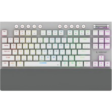 Beru Beyaz 2.4g + Bt Wireless Rgb Red Swıtch Mekanik Gaming Oyuncu Klavye Slim Low Profile Tkl