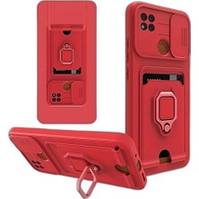 Raftan Topla Redmi 9c Kılıf Zuma Kartvizitli Yüzüklü Silikon - Kırmızı