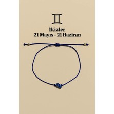 Femenino Ikizler Burcu Gerçek Doğal Lapis Lazuli Taşlı Şans Bilekliği - Özel Kutulu