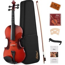 Eva-2 4/4 Keman Seti Tam Boy Fiddle Eva-2 Çocuklar Için Yeni Başlayanlar Için Sert Kılıf, Reçine, Omuz Dayanağı, Yay ve Ekstra Telli Öğrenciler (Klavyede Baskılı Parmak Kılavuzu)