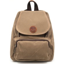 Gillario Design 04 Kanvas - Deri Kadın Camel Sırt Çantası