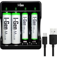G479 4'lü Pil Şarj Aleti + 2 Adet Aa 2700 Mah + 2 Adet Aaa 900 Mah Şarjlı Kalem Pilli Set 1.2V Ni-Mh