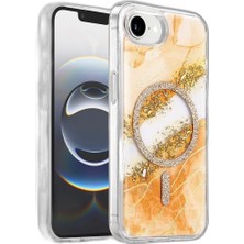Raftan Topla Onegif Iphone 17E Lotus Simli Magsafe Kapak - Turuncu