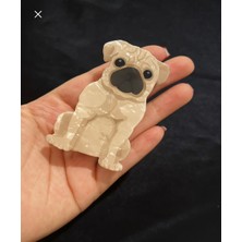 Femenino Pug Figürlü Akrilik Kemik Mandal Lüks Toka