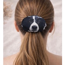 Femenino Yumuşak Puf Siyah Beyaz Köpek Figürlü Lastik Toka