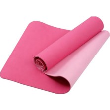 Tpe Pilates Yoga Minderi 6 Mm, Taşıma Çantalı Çift Renkli Yoga Matı Pembe Pembe
