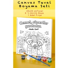 Sepetly Çocuklar Için Tuval Boyama Seti 20X20 cm - 6 Renk Boya ve Fırçalı Akrilik Boyama (Çoklu Desen Seçenekli)