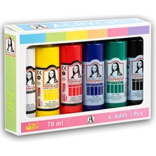 Mona Lisa Akrilik Boya Seti 6 Renk 70 Ml. Akrilik Boya Seti Tuval, Ahşap, Taş, Seramik ve Hobi Boyama Için Yoğun Pigmentli Çocuklar Için Sanat Boyası