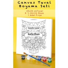 Sepetly Çocuklar Için Tuval Boyama Seti 20X20 cm - 6 Renk Boya ve Fırçalı Akrilik Boyama (Çoklu Desen Seçenekli)