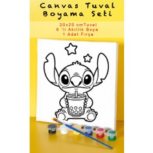 Sepetly Çocuklar Için Tuval Boyama Seti 20X20 cm - 6 Renk Boya ve Fırçalı Akrilik Boyama (Çoklu Desen Seçenekli)