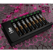 G811 8'li Pil Şarj Aleti + 8 Adet Aaa Pro 1100 Mah Şarj Edilebilir Ince Şarjlı Kalem Pilli Set 1.2V Ni-Mh