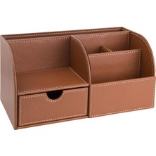 Masaüstü Düzenleyici,kalemlik,kumandalık,küpbloknotluk,tabletlik,kitaplık,6 Gözlü,çekmeceli,desktop Organizer,vegan,24,5 * 13 * 12