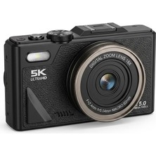 5k Dijital Kamera, Fotoğrafçılığa Yeni Başlayanlar Için Auto Focus Fotoğraf Makinesi, 3 Inç Katlanabilir IPS Ekran, Çocuklar ve Öğrenciler Için Hediye Kamera, Hafıza Kartı Hediye (Siyah)