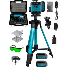 Schatz Profesyonel 360° 16 Köşe Otomatik Hizalama Tripod'lu Yeşil Işık Lazer Hizalama Mavi