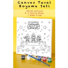 Sepetly Çocuklar Için Tuval Boyama Seti 20X20 cm - 6 Renk Boya ve Fırçalı Akrilik Boyama (Çoklu Desen Seçenekli)