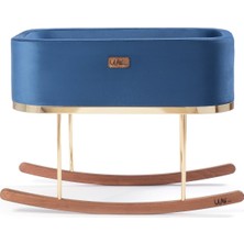 Beside Large Modern Premium Anne Yanı Bebek Beşik (Gold, Blue)