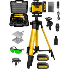 Schatz Profesyonel 360° 16 Köşe Otomatik Hizalama Tripod'lu Yeşil Işık Lazer Hizalama Sarı