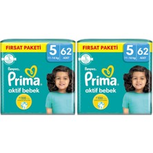 Bebek Bezi Aktif Bebek 5 Beden 62 Adet Junior Mega Fırsat Paketi (2 Paketi)