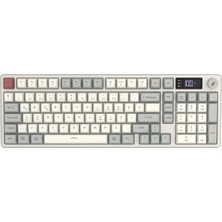 HK258 Membrane LCD Rgb Kablosuz/bluetooth Siyah Turuncu Full Türkçe Gaming Klavye (Kırmızı Haki)