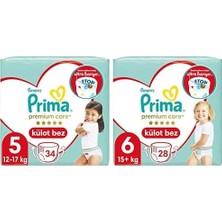 Külot Bebek Bezi Premium Care 5 Beden 34 Adet Junior Ikiz Paket & Prima Külot Bebek Bezi Premium Care 6 Numara 28'li 15+ kg