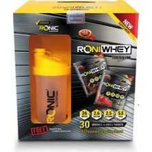 Ronic Nutrition Whey Ultimate Protein Tozu 30 Şase 1350 gr Çilek ve Çikolata Aromalı Shaker ve 2 Adet Tek Kullanımlık Whey Protein