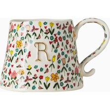 Anthropologie The Mud Fairy El Illüstrasyonlu Monogram Taş Seramik Kupa