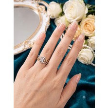 Xuping Jewelry Kadın Baget Kesim Zirkon Taşlı Zincir Detaylı Yüzük (8 Numara) 14 K Kaplama