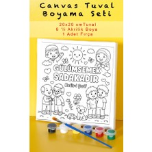 Sepetly Çocuklar Için Tuval Boyama Seti 20X20 cm - 6 Renk Boya ve Fırçalı Akrilik Boyama (Çoklu Desen Seçenekli)