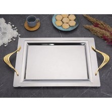 Özburak Vera Gold Ikramlık Sunumluk Çay Servis Sunum Tepsi