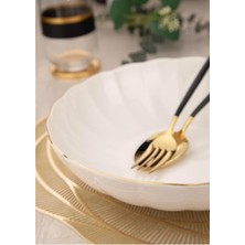Kütahya Porselen Bone Luz Altın Yaldız (Gold) 6 Adet 15 cm Çorba Kasesi