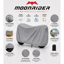 MOONRIDER Gri Su Geçirmez Premium Motosiklet Branda Tüm Motorlara Uyumlu Alttan Lastikli Motorsiklet Çadırı Gri