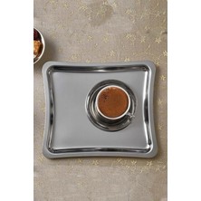 ÖzSa Home 2 Adet Lüx Gümüş Shiny Servis Sunum Tepsisi 21X19 cm