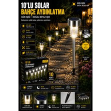 BENCEAL 10'lu Set Metal Gövdeli Solar Güneş Enerjili Gün Işığı Bahçe Zemin Dekoratif LED Aydınlatma (30 Cm)