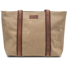 Gillario Design 05 Mumlu Kanvas - Deri Kadın Camel Omuz Çanta