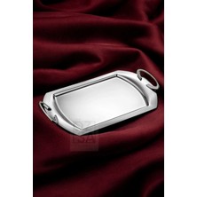 ÖzSa Home Tiamo Amor Premium 18/10 Paslanmaz Çelik Sunum Tepsisi Kulplu Söz Nişan Servis Çay Tepsi