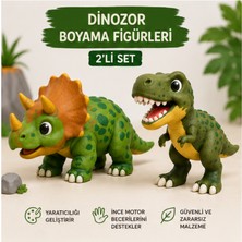 Antiola 2'li Dinozor Figürleri Boyama Seti | Akrilik Boya ve Fırça Hediye