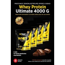 Ronic Nutrition Whey Protein Tozu Ultimate 4000 G Kas Yapılanmasına Yardımcı Protein Tozu (Çikolata Aromalı) Shaker ve 2 Adet Tek Kullanımlık Whey Hediye