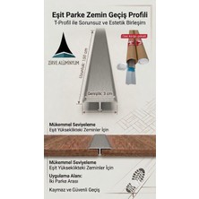 Zirve Alüminyum Kapı Eşik Profili T Model 3 cm x 150 Cm'ye Kadar Özel Ölçü Parke Kapı Altı Çıtası Alüminyum Gri