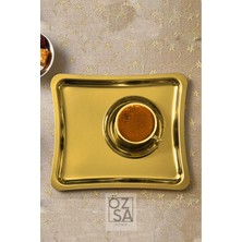 ÖzSa Home 2 Adet Lüx Gold Shiny Servis Sunum Tepsisi 21X19 cm