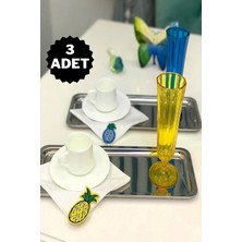 ÖzSa Home 3'lü Lüx Çelik Dikdörtgen Servis Sunum Tepsisi 33X13 cm