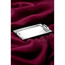 ÖzSa Home Tiamo Hürrem Premium 18/10 Paslanmaz Çelik Sunum Tepsisi Kulplu Söz Nişan Servis Çay Tepsi