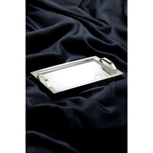 ÖzSa Home Tiamo Hürrem Premium 18/10 Paslanmaz Çelik Sunum Tepsisi Kulplu Söz Nişan Servis Çay Tepsi