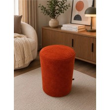 Wooly Life Puf Tedy Kumaş Oturma Pufu Çok Amaclı Makyaj Koltuğu Turuncu